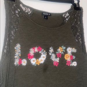 Torrid SZ2 Olive Green LOVE tank